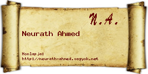 Neurath Ahmed névjegykártya